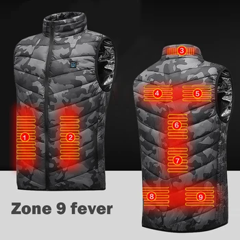 Мужская куртка с подогревом в 9 зонах, Зимняя Уличная Электрическая куртка с подогревом в 3 скорости, Теплое теплое пальто Sprots, Одежда из хлопка с подогревом