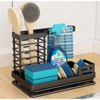 Органайзер для кухонной столешницы с вешалкой для кухонных полотенец-Для хранения щеток-Сушилка со сливом