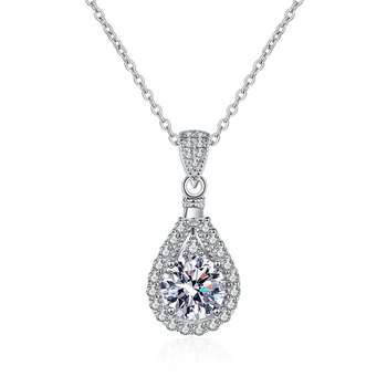 Абсолютно новое серебряное ожерелье 925 пробы с бриллиантами, свадебное ожерелье с бриллиантами, отличное ювелирное изделие из камня Moxa, бутик ювелирных изделий