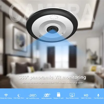 360 Градусов Мини Рыбий Глаз WiFi Камера V380 Беспроводная Умная Домашняя Безопасность CCTV Panoramische Ночного Видения IP Камера Встроенная Антенна