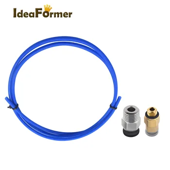 IdeaFormer Синяя трубка Bowden PTFE 1 М + 1 шт. Быстрая установка + 1 шт. Прямой пневматический фитинг PushTo Connect для деталей 3D-принтера